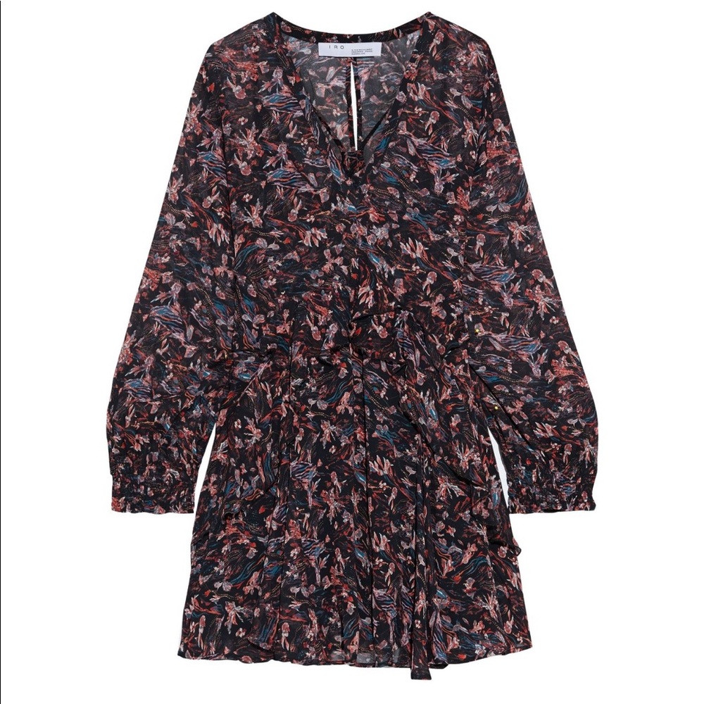 Iro ruffle printed mini dress